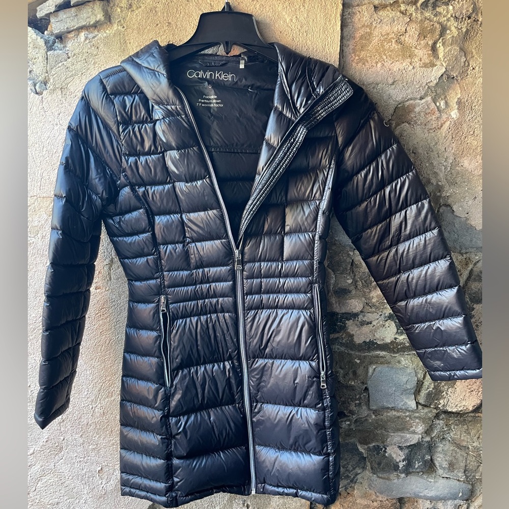 Calvin Klein Premium Down Black Puffer Jacket Fitted Size S